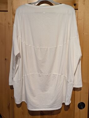 Lululemon Back In Action Long Sleeve Shirt Cotton White Plus Size 18